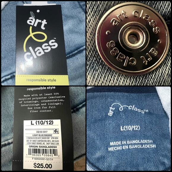 Art Class Light Wash Unisex Denim Button Down Jean Jacket w/ Sweatshirt Hood - Picture 15 of 15